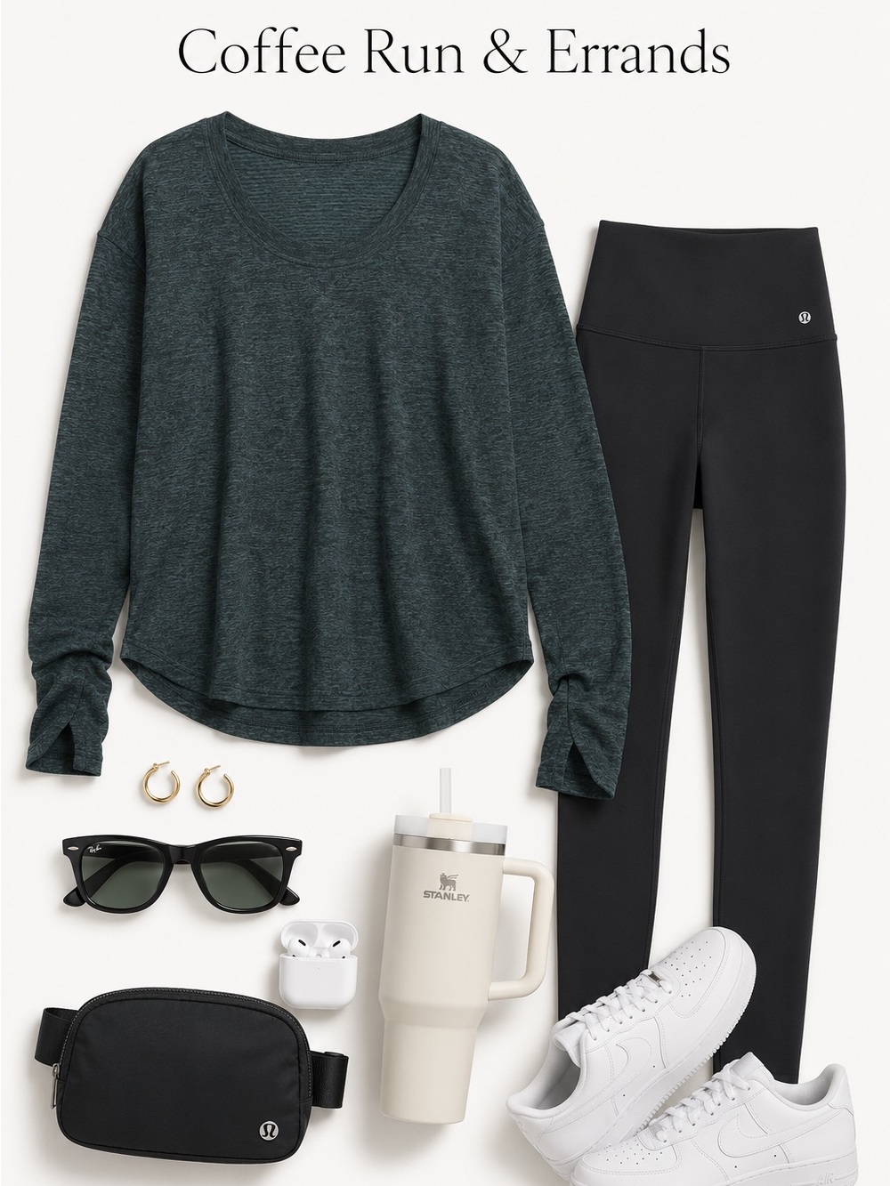lululemon athletica Long Sleeve Tee in Dark Heather Green